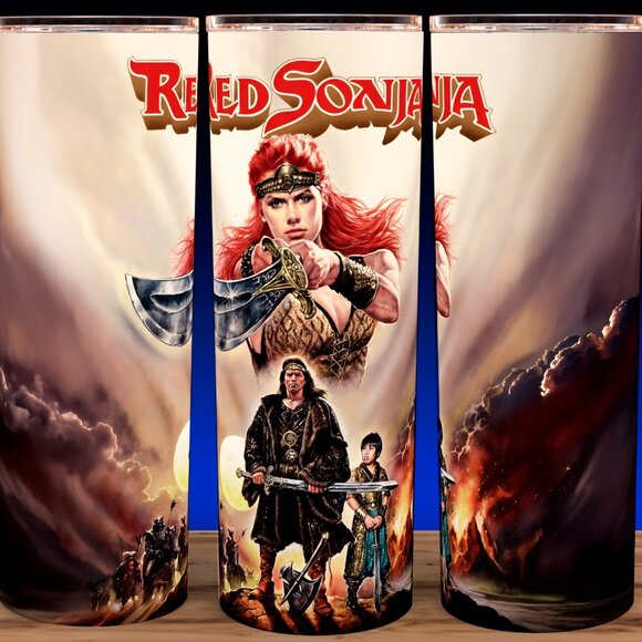 Glow in the Dark Red Sonja 80s with Conan the Barbarian Cup Mug Tumbler 20oz - Picture 2 of 4